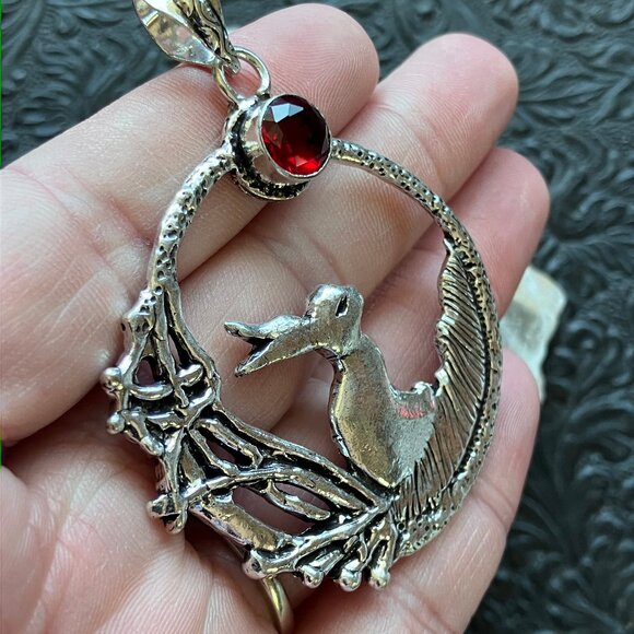 Bunny Rabbit with a Garnet Moon or Sun Crystal Pendant - Picture 3 of 6